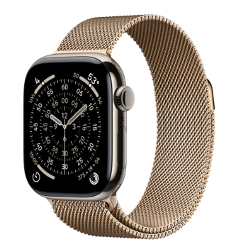 Apple Watch Series 11, 46 mm, Nalural Titanium GPS+Cellular, Gold Milanese Loop M/L